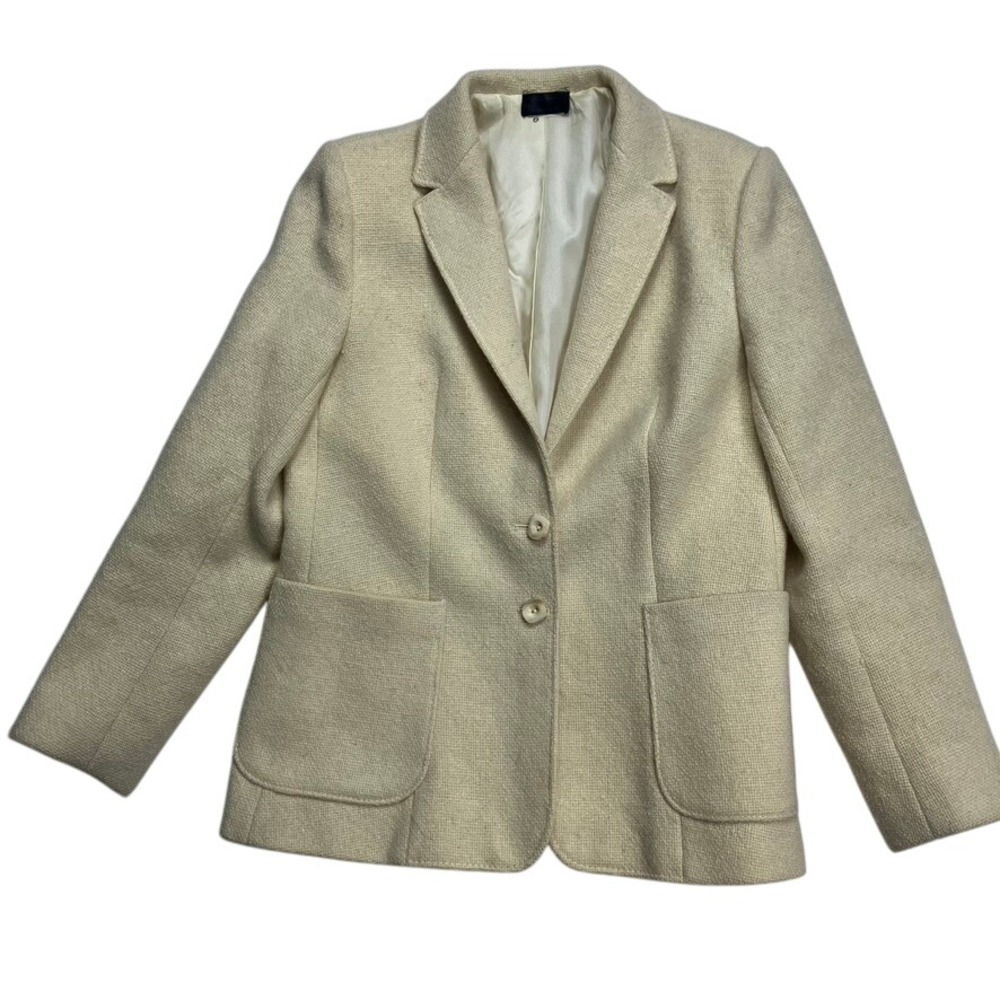 Vintage Dorene‎ Donegal Tweed Wool Blazer Women's 12 Cream Ireland Pure New wool